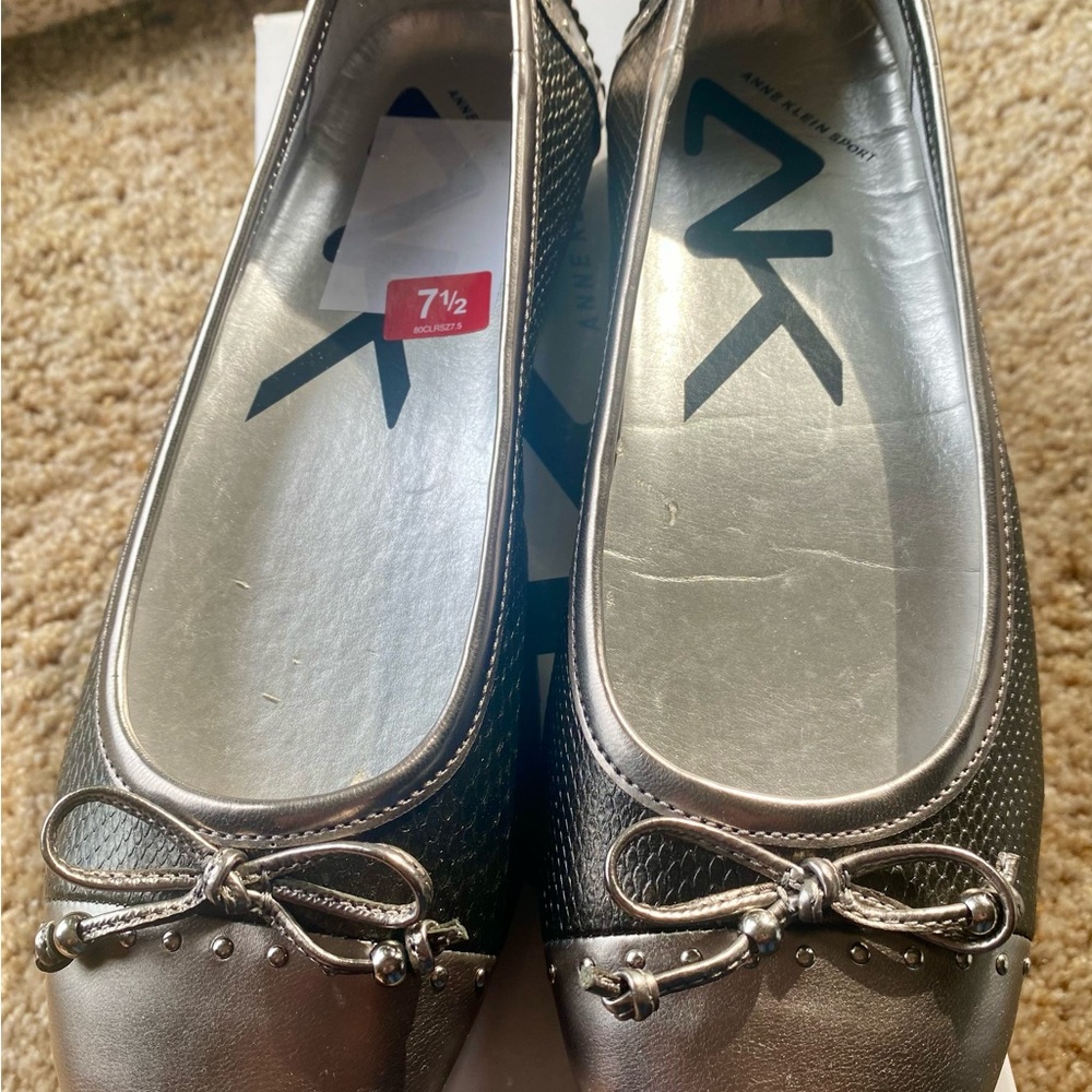 Anne Klein Sport Metallic Silver Flats